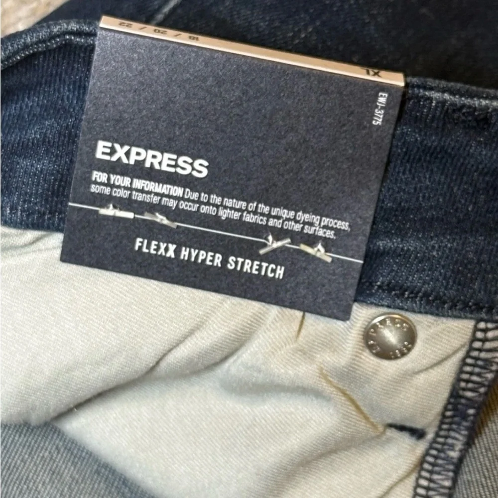 NWT Express Jeans Womens Blue 70s Flare Mid Rise Stretch Denim XL Short 38x31